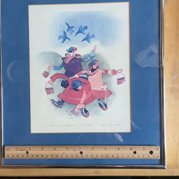 Rie Munoz "Blueberries Bluebirds" 1980 Signed Ltd Ed Print 217/500 Framed Alaska - Picture 4 of 5